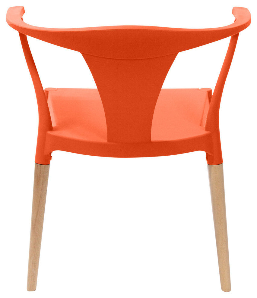Icon Series Modern Dining Arm Chairs With Beech Wood Leg, Set of 2, Orange