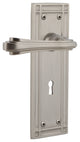 Mission Plate With Keyhole Fleur Lever, Satin Nickel, Privacy, Non-Handed