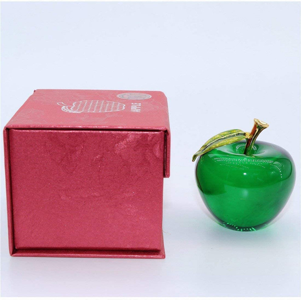 Crystal Apple Paperweight in Green