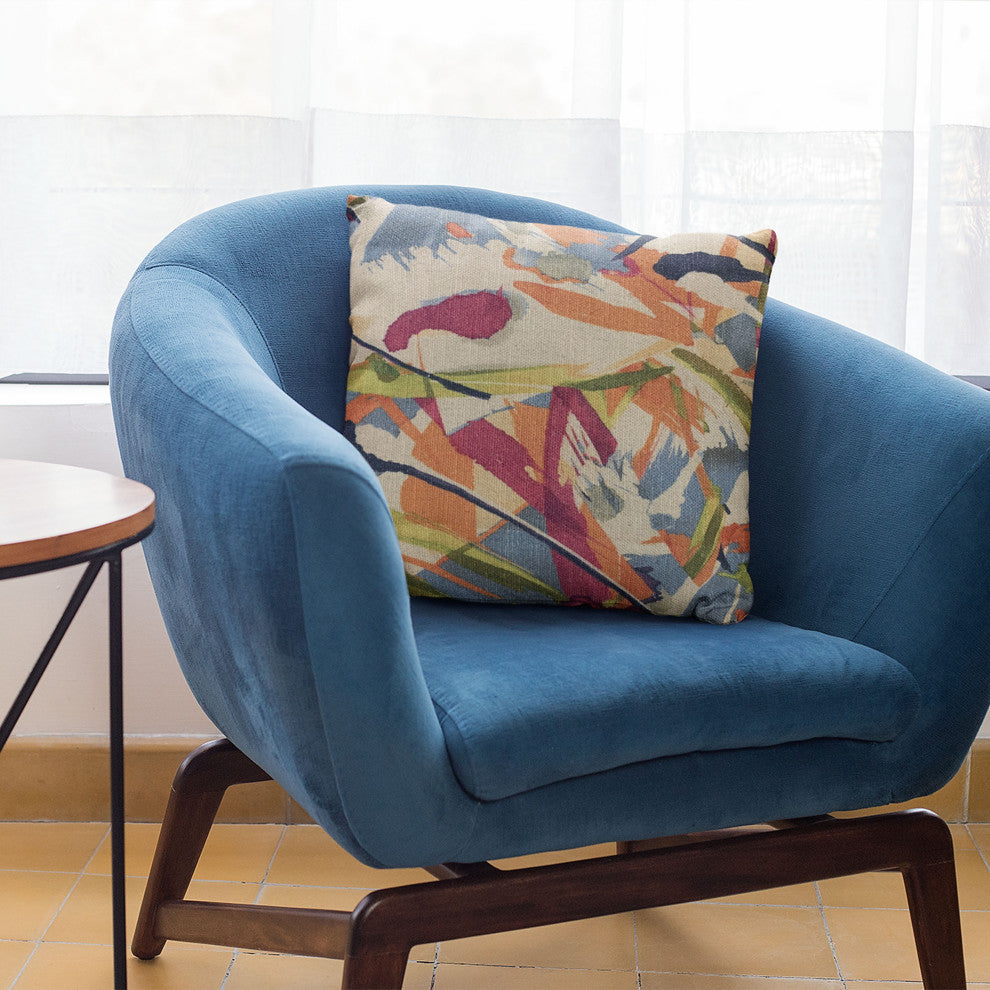Plutus Multi-Color Graphic Print Luxury Throw Pillow, 20"x20"