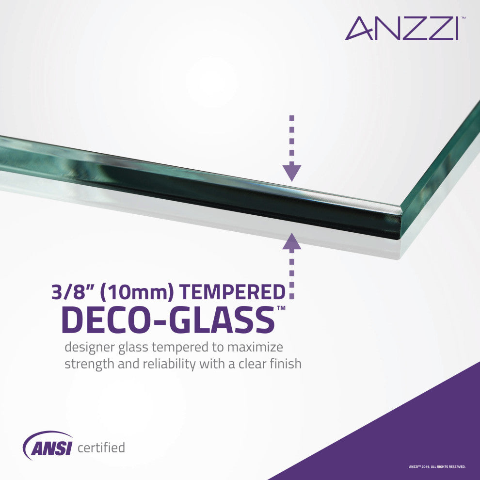 ANZZI Castle 49"x72" Hinged Semi-Frameless Shower Door, Brushed Nickel