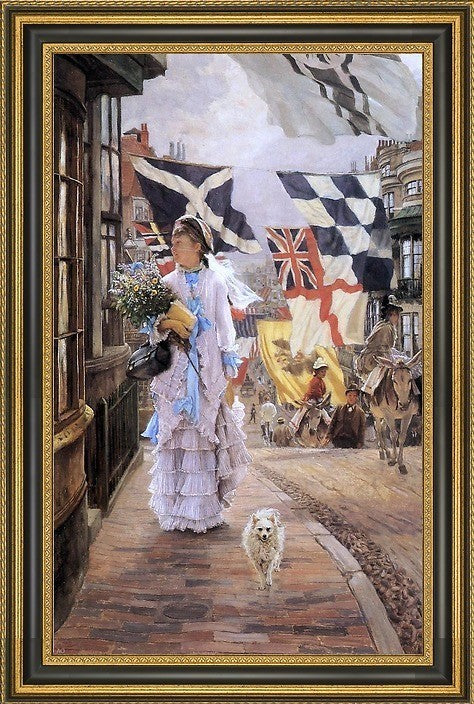 James Tissot a Fete Day at Brighton Framed Premium Canvas Print, 18"x27"