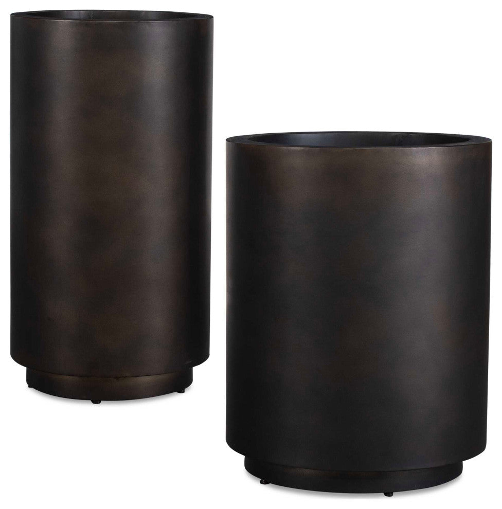Uttermost Volcan Matte Bronze Outdoor Planters Set of 2