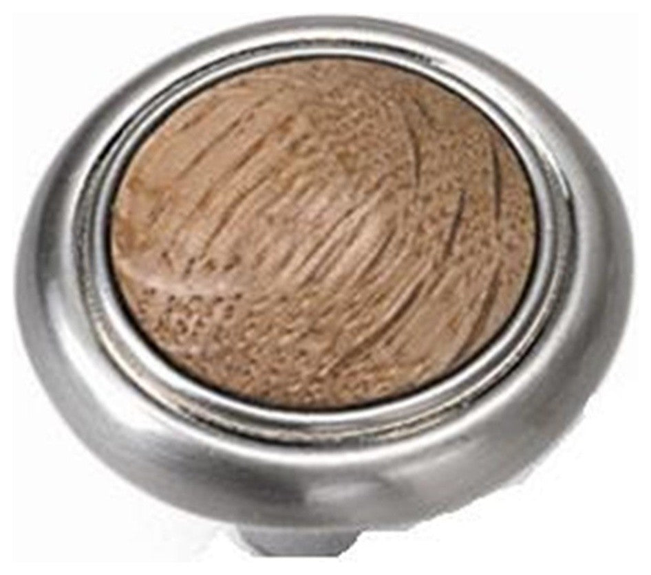 1 1/4" First Family Knob - Oak -Satin Chrome