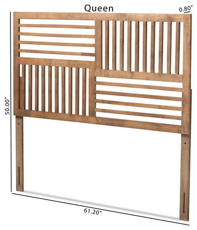 Bowery Hill Modern Rubber Wood Queen Size Headboard in Ash Walnut