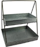 Galvanized Metal 2 Tiered Rectangular Serving Tray, Gray