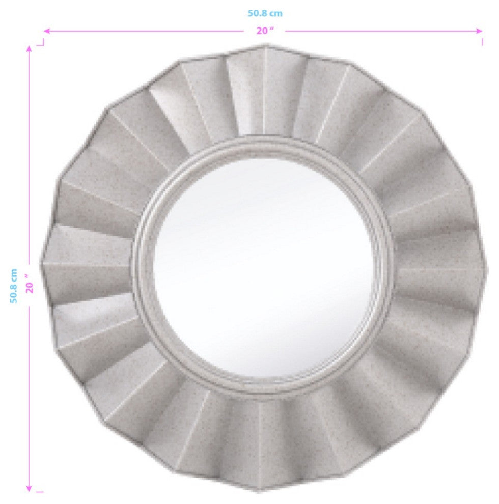Silver Glass Round Ruffle Mirror