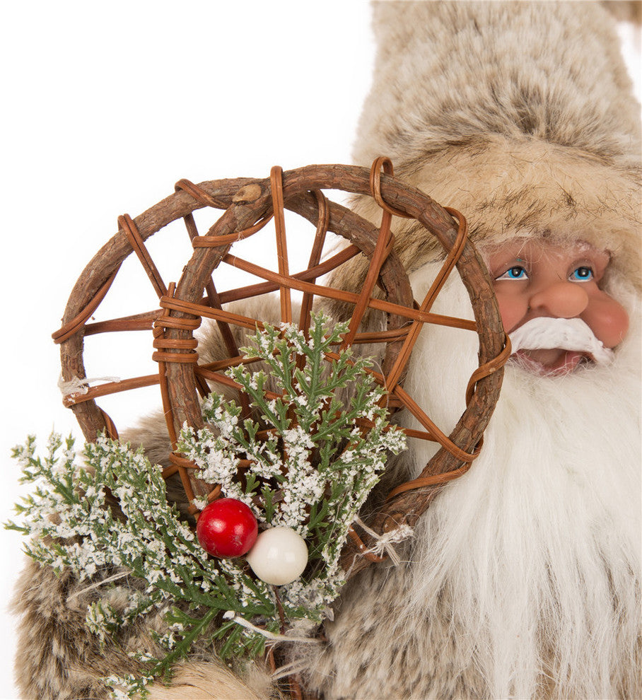 12"H Faux Fur Santa Figurine