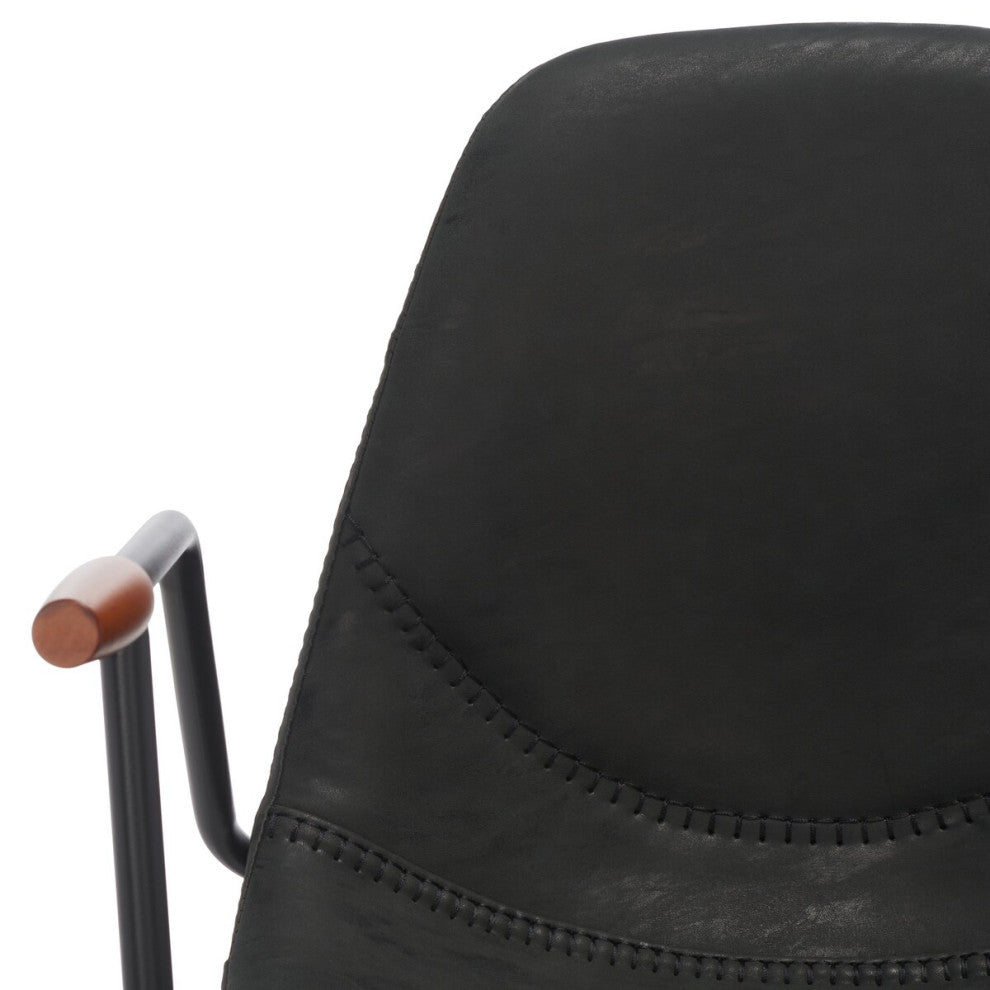 Safavieh Tanner Mid Century Barstool, Black/Walnut