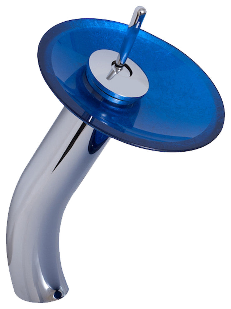 Azzurro Slipper Blue Foiled Glass Vessel Bathroom Sink Combo with Faucet Drain, Chrome