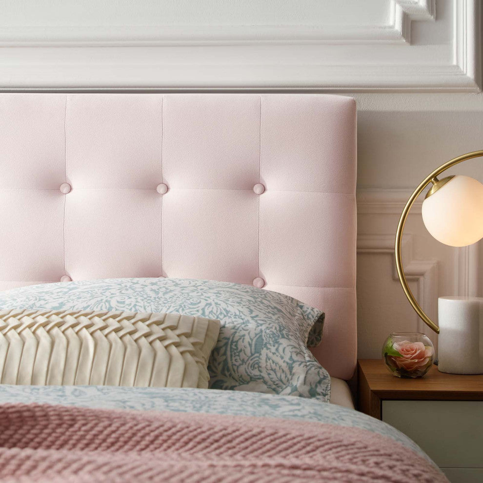 Pink Emily Full Biscuit Tufted Performance Velvet Headboard