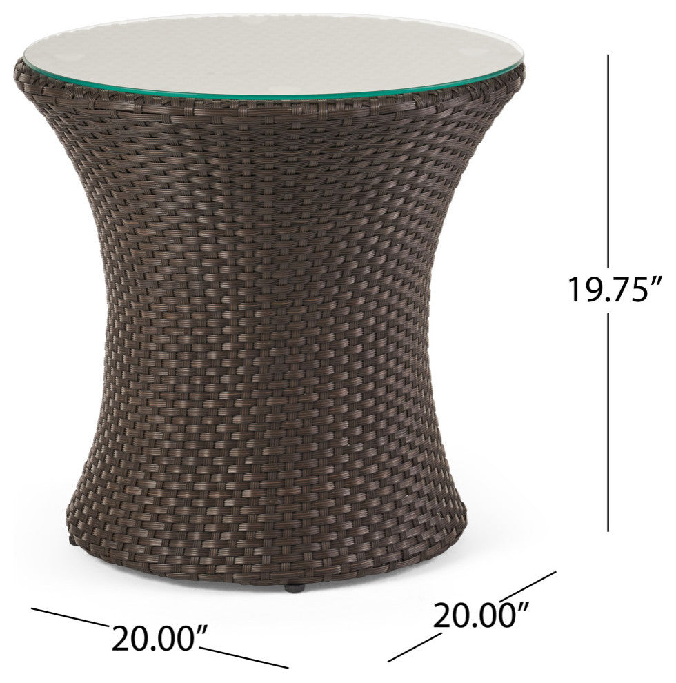 Kyoto Outdoor 3-Piece Brown Wicker Chat Set
