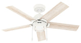 Erling Ceiling Fan, LED Light Kit and Pull Chain, Matte White, 44"