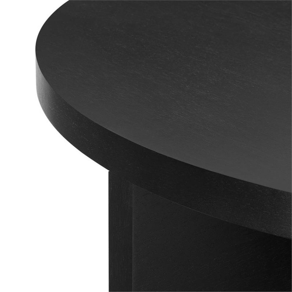 Modway Silas Round Modern Wood Coffee Table with X-Shaped Base in Black