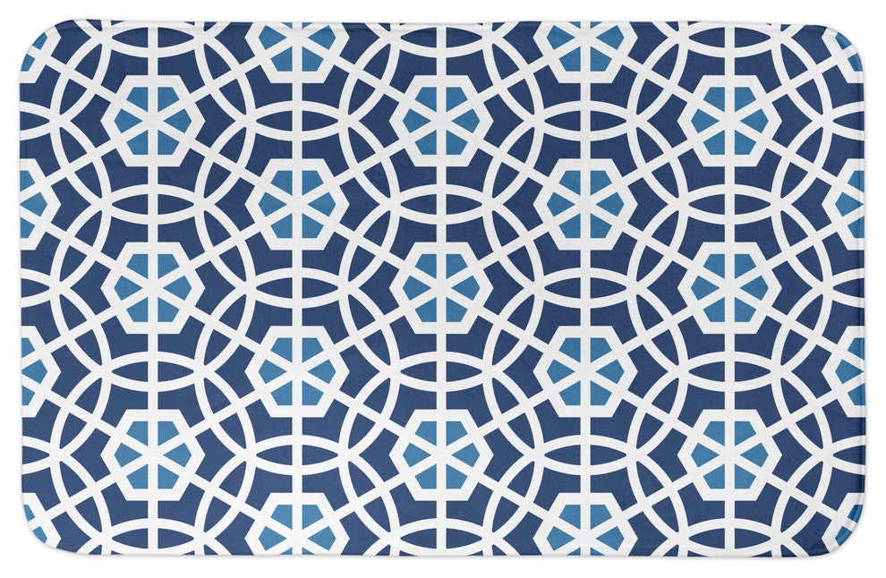 Navy and Blue Geo Circles 34x21 Bath Mat