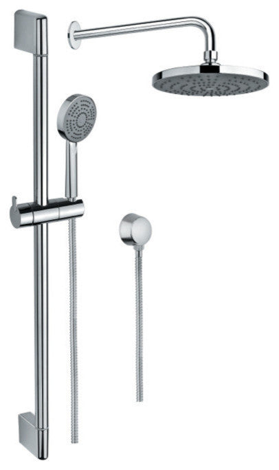Polished Chrome Shower System With Personal Hand Shower and Sliding Rail, Shower