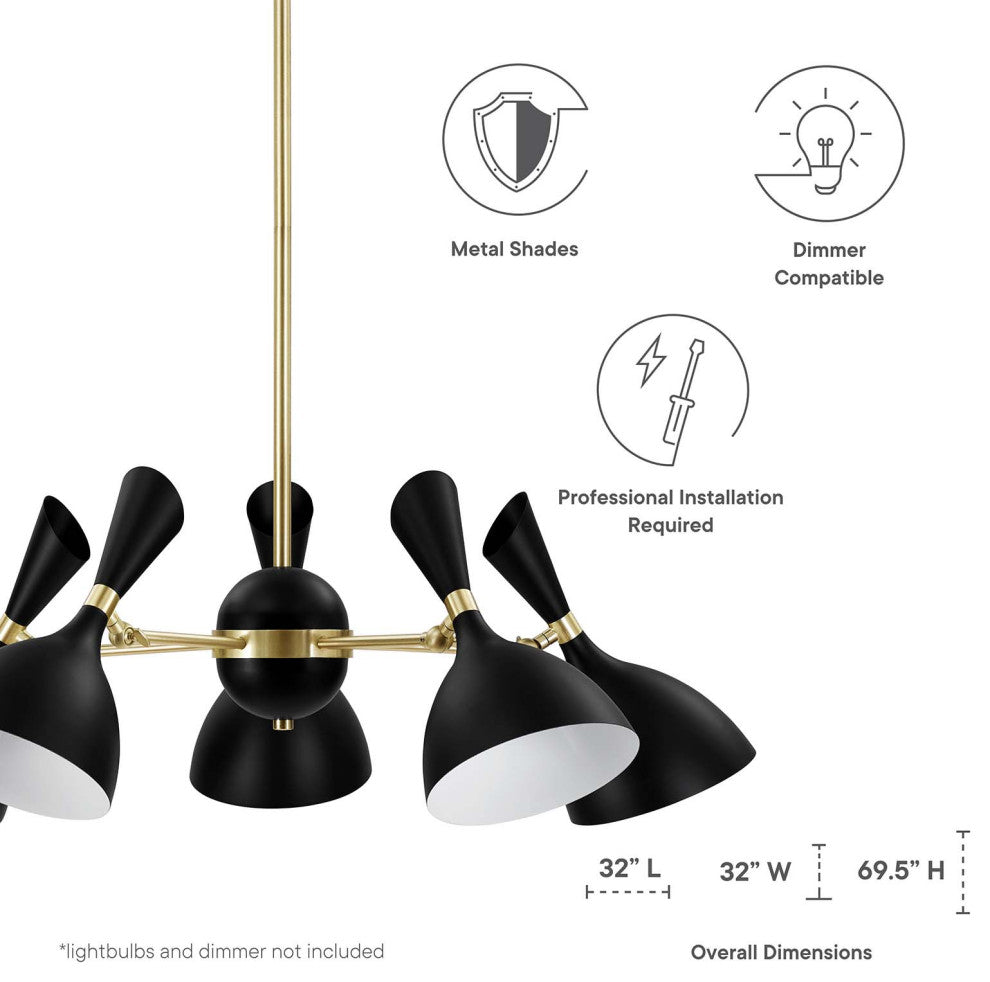 Declare 5-Light 6" Arm Pendant Black