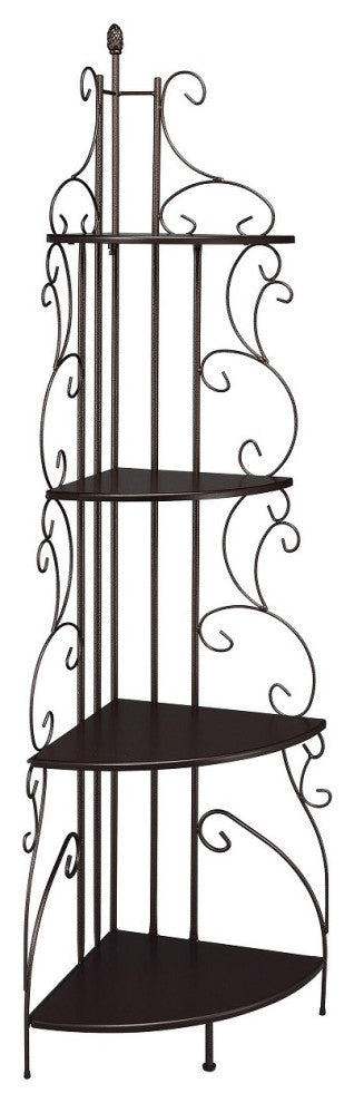 4 Shelf Corner Bookcase, Cappuccino and Copper