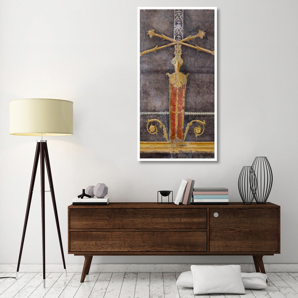 "Wall Fragment with Architectural Motifs on Black Ground" Paper Art, 32"x62"