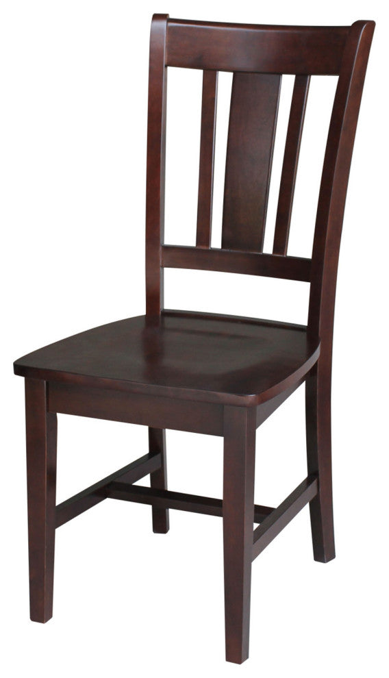 Set of Two San Remo Slat Back Chairs, Rich Mocha