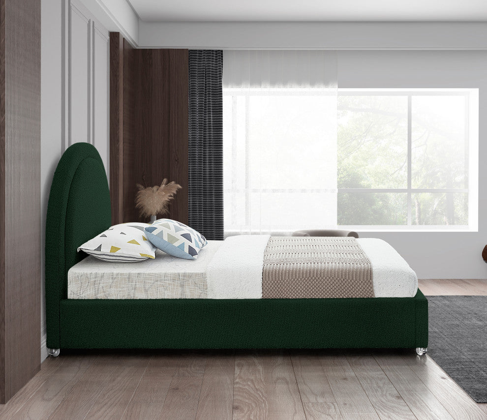 Milo Velvet Upholstered Bed, Green, Twin