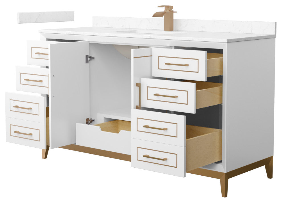 Marlena 60" Single Vanity, Cultured Top, Bronze Trim