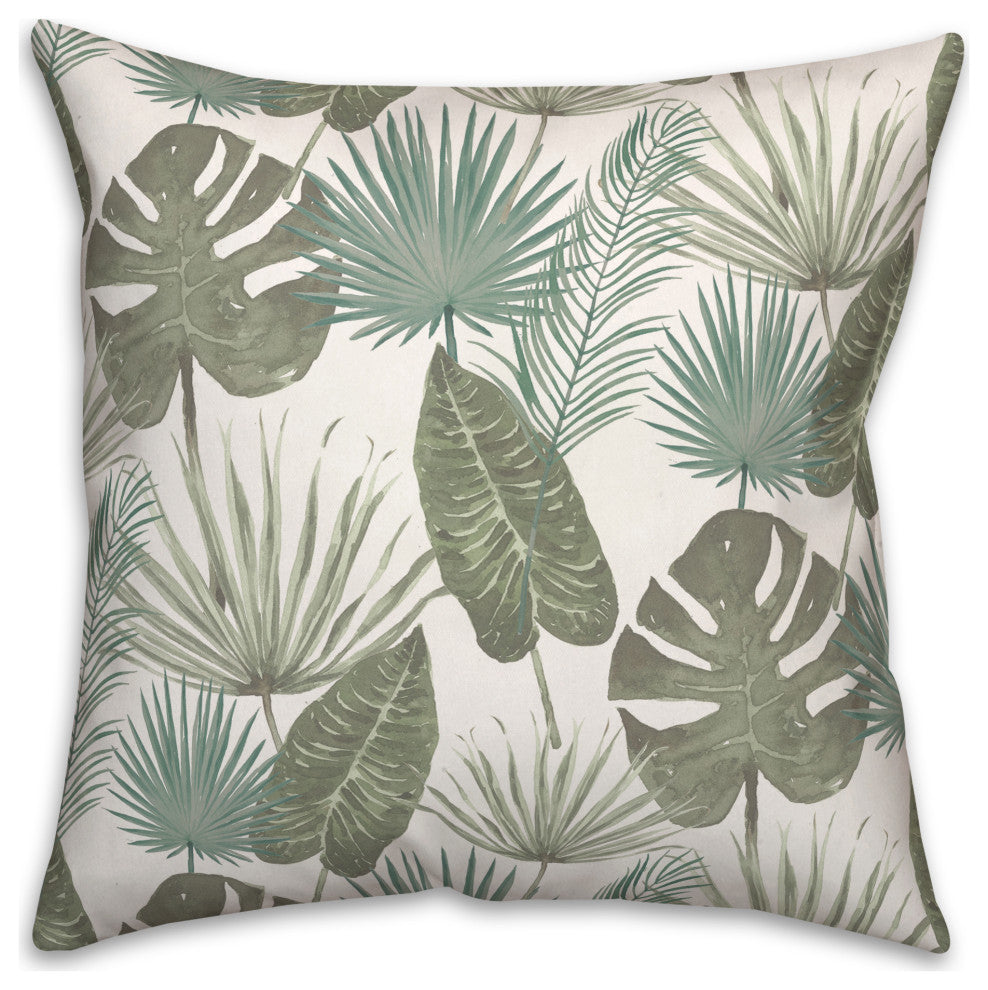 Tropical Palm White 18x18 Spun Poly Pillow