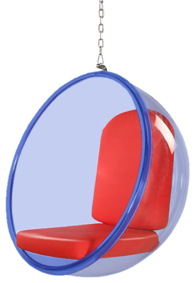 Modern Classics Bubble Hanging Chair Blue Acrylic, Red