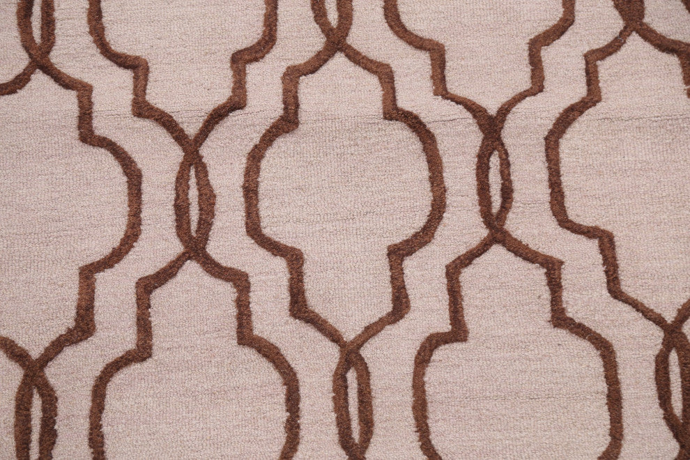 Trellis Contemporary Oriental Area Rug Hand-tufted Wool Carpet 5x8