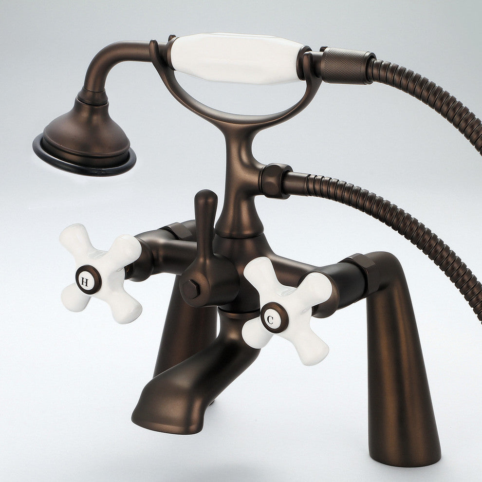 Vintage Classic Deck Mount Tub Faucet With Handshower, Oil Rubbed Bronze Finish