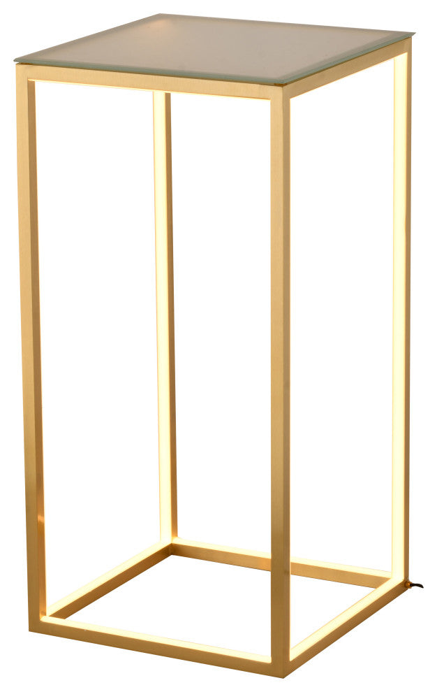 Aluminum LED Side Table With Glass Top, Gold