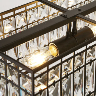 LNC Chispa 4-Light 35" Modern Rectangle Crystal Glass Pendant Lights for Dining