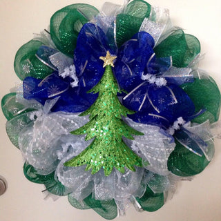 Winters Night Handmade Deco Mesh Wreath