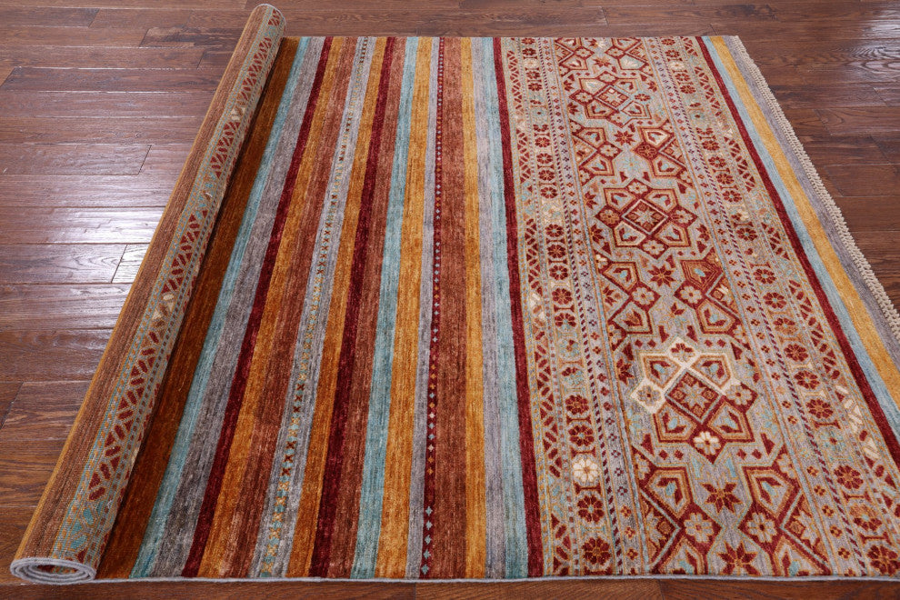 5' 7" X 8' 2" Super Kazak Khorjin Handmade Rug Q7545
