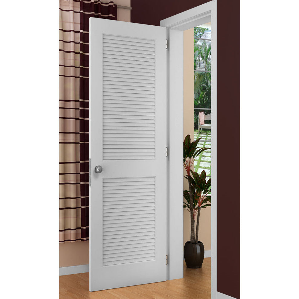Louver Louver Door, Solid Pine Interior Slab White Traditional 80" x 18"