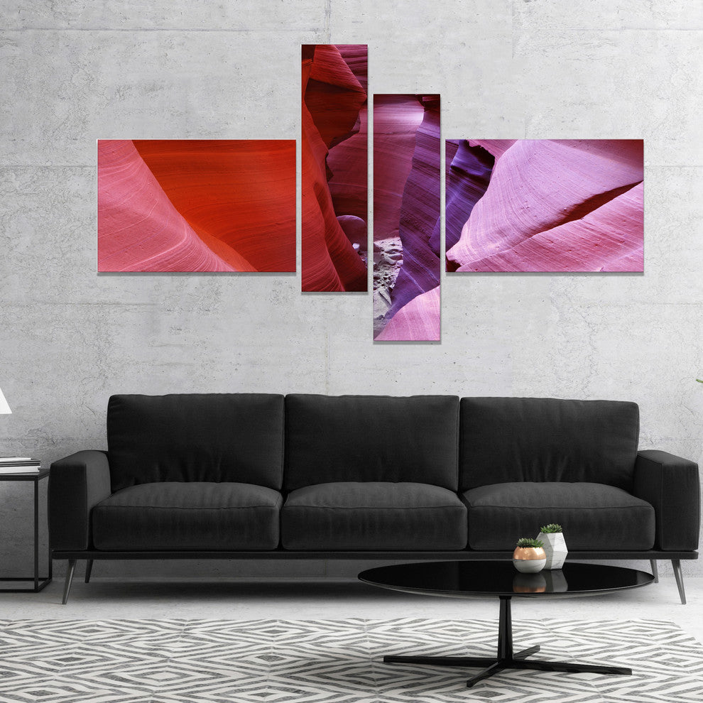 Purple Antelope Canyon View, Landscape Photo Canvas Print, 60"x32", 4 panels