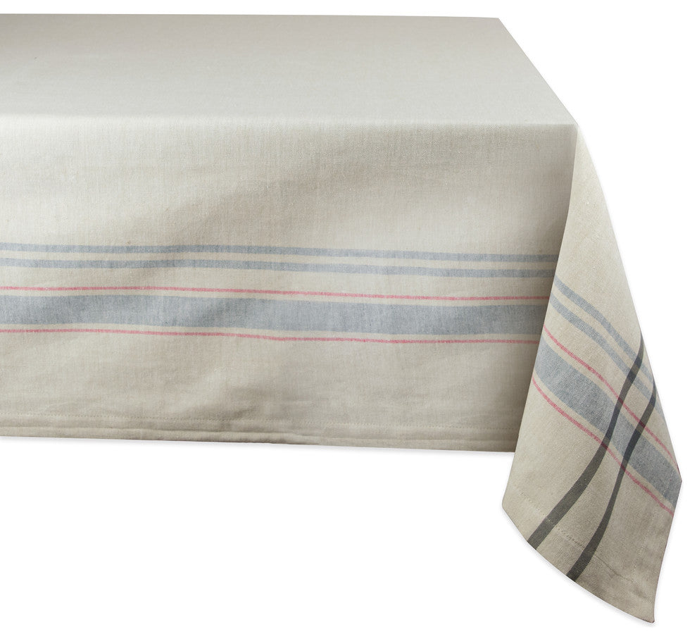 DII Gray French Stripe Tablecloth