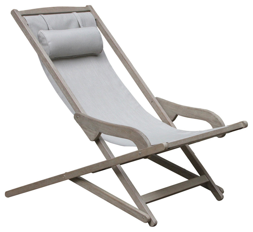 2-Piece Gray Wash Eucalyptus Swing Lounger With Ottoman