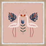 "Flamingo Pair" Framed Painting Print, 32x32