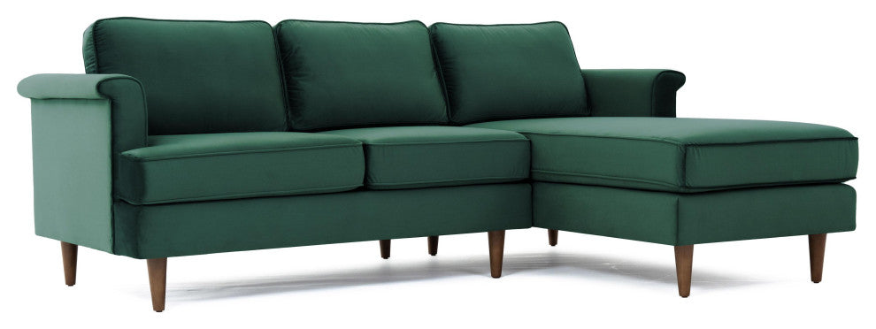 Porter Forest Green Velvet Sectional RAF