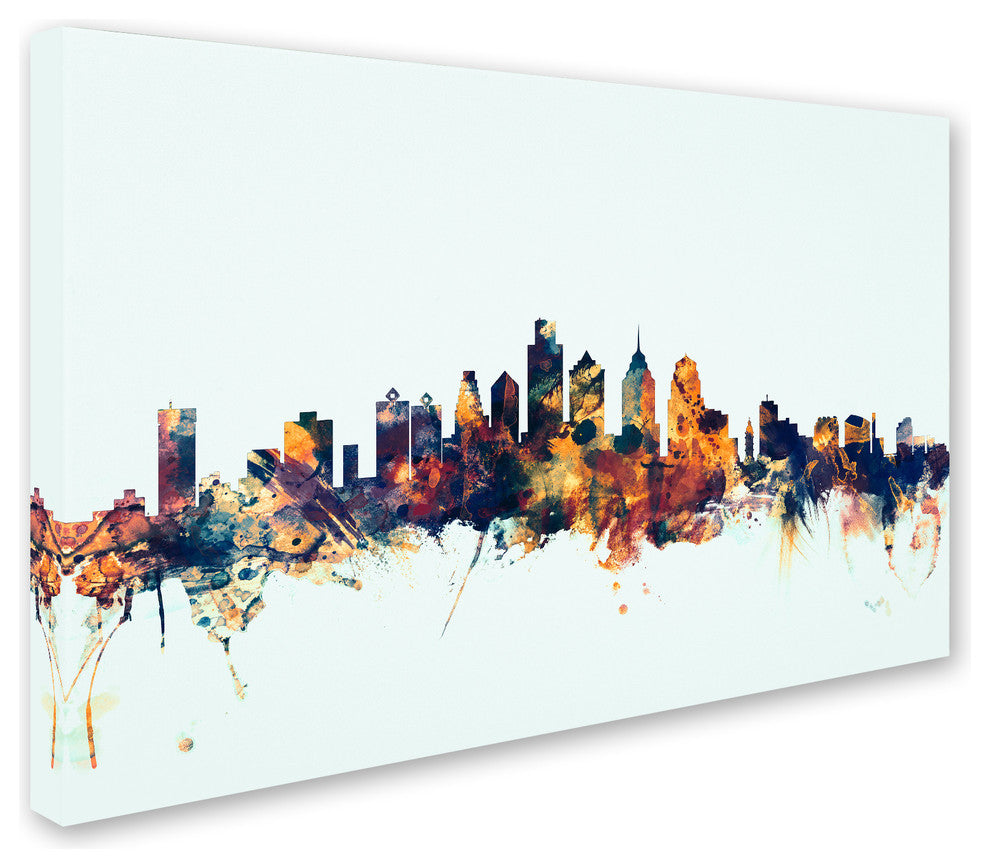 Michael Tompsett ''Philadelphia PA Skyline Blue'' Canvas Art, 30x47