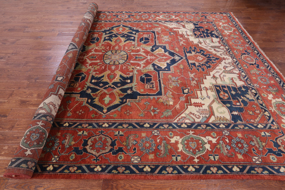 Heriz Serapi Handmade Wool Rug 9' 11" X 13' 11" - Q16006