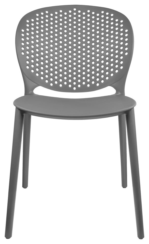 Stackable Plastic Armless Side Dining Chairs Fully Assembled Set of 2, Gray