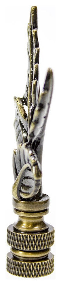 Leaves Lamp Finial Antique Brass Metal 3"h