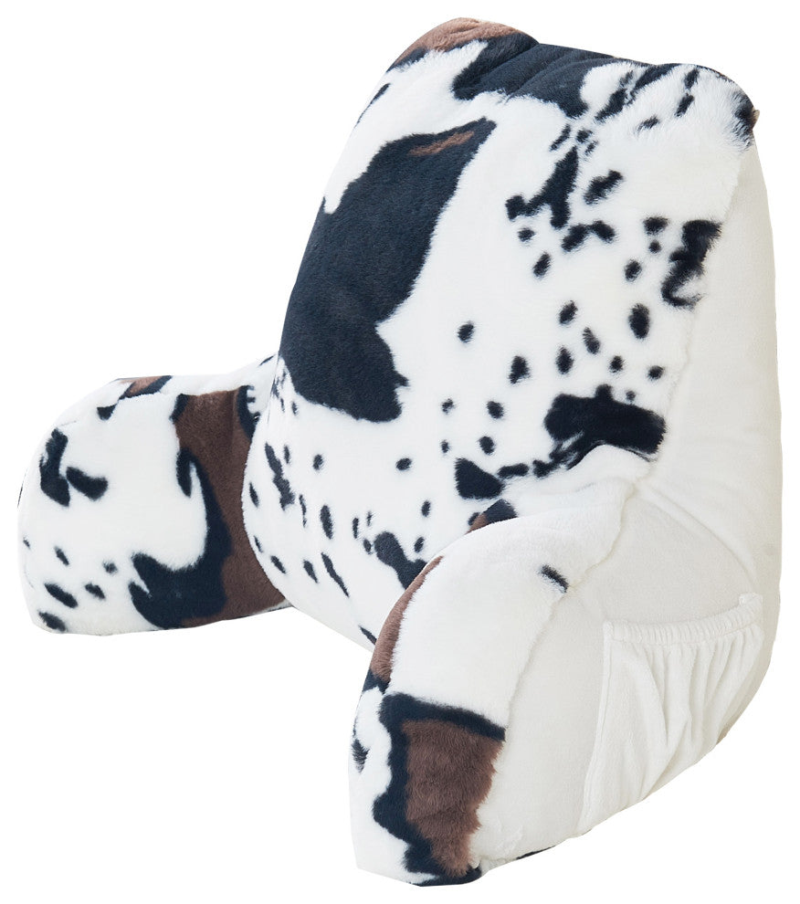 Home Soft Things Animal Pattern FauxFur Bedrest Shell, NO INSERT, Cows Flowers, 20" X 18" X 17"