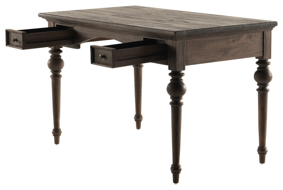 Antiqued Brown Teak Provencial Writing or Computer Desk