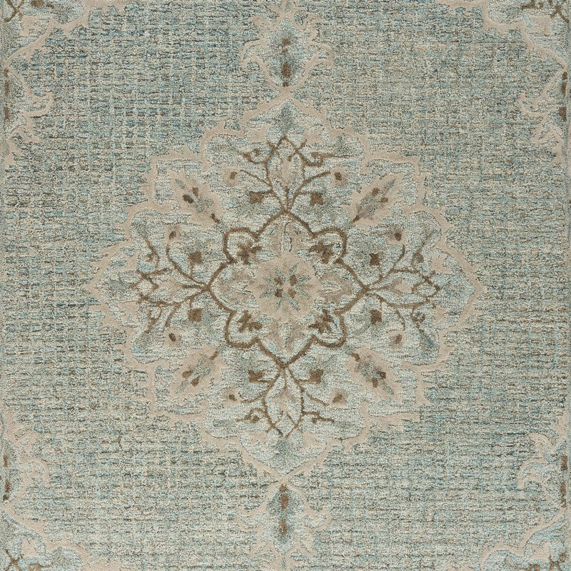 5" x 8" Blue and Beige Flor Medallion Area Rug