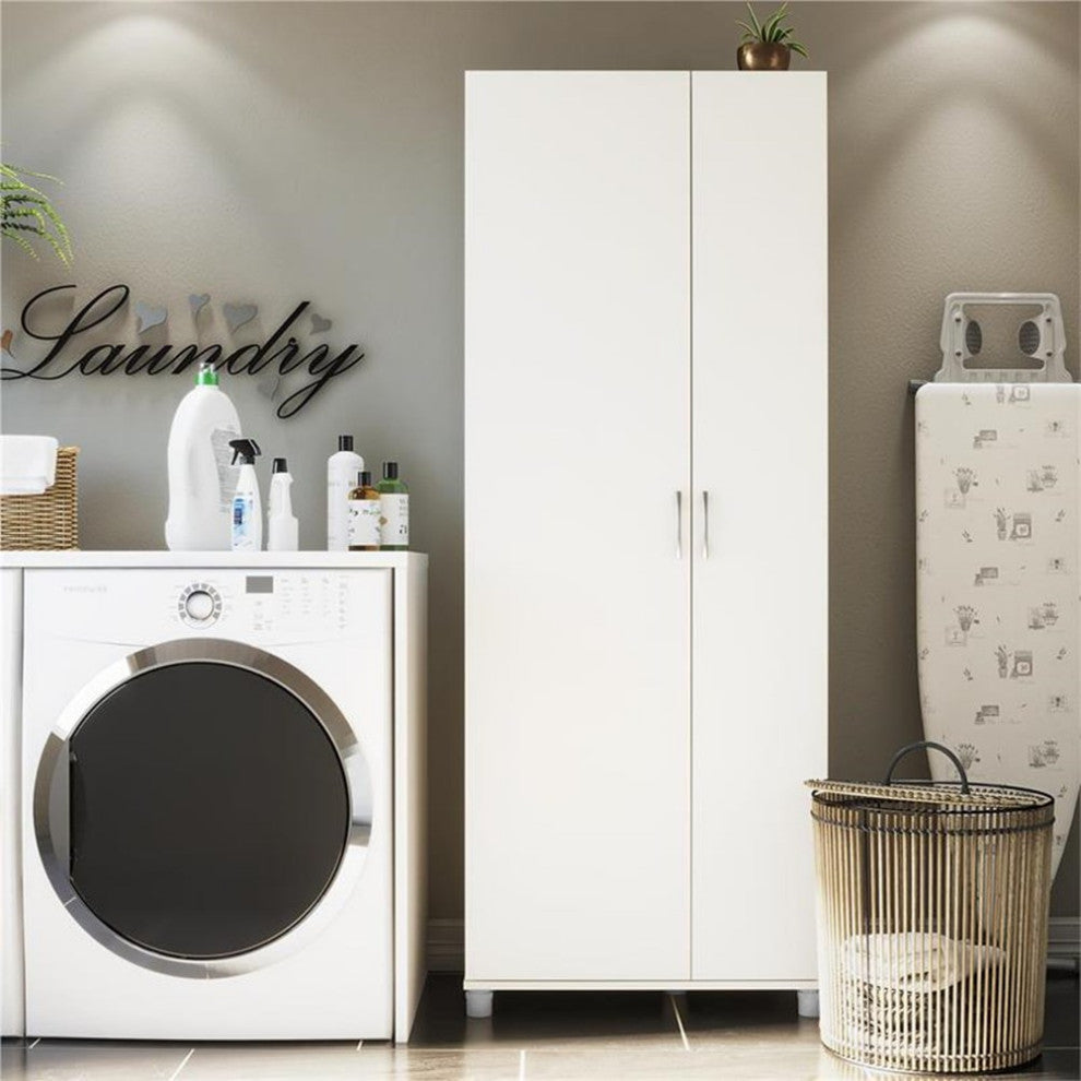 Systembuild Lory Tall Asymmetrical Storage Cabinet in White