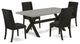 5-Piece Dinette Set, 4 Chairs and Table With Cement Table Top, Black
