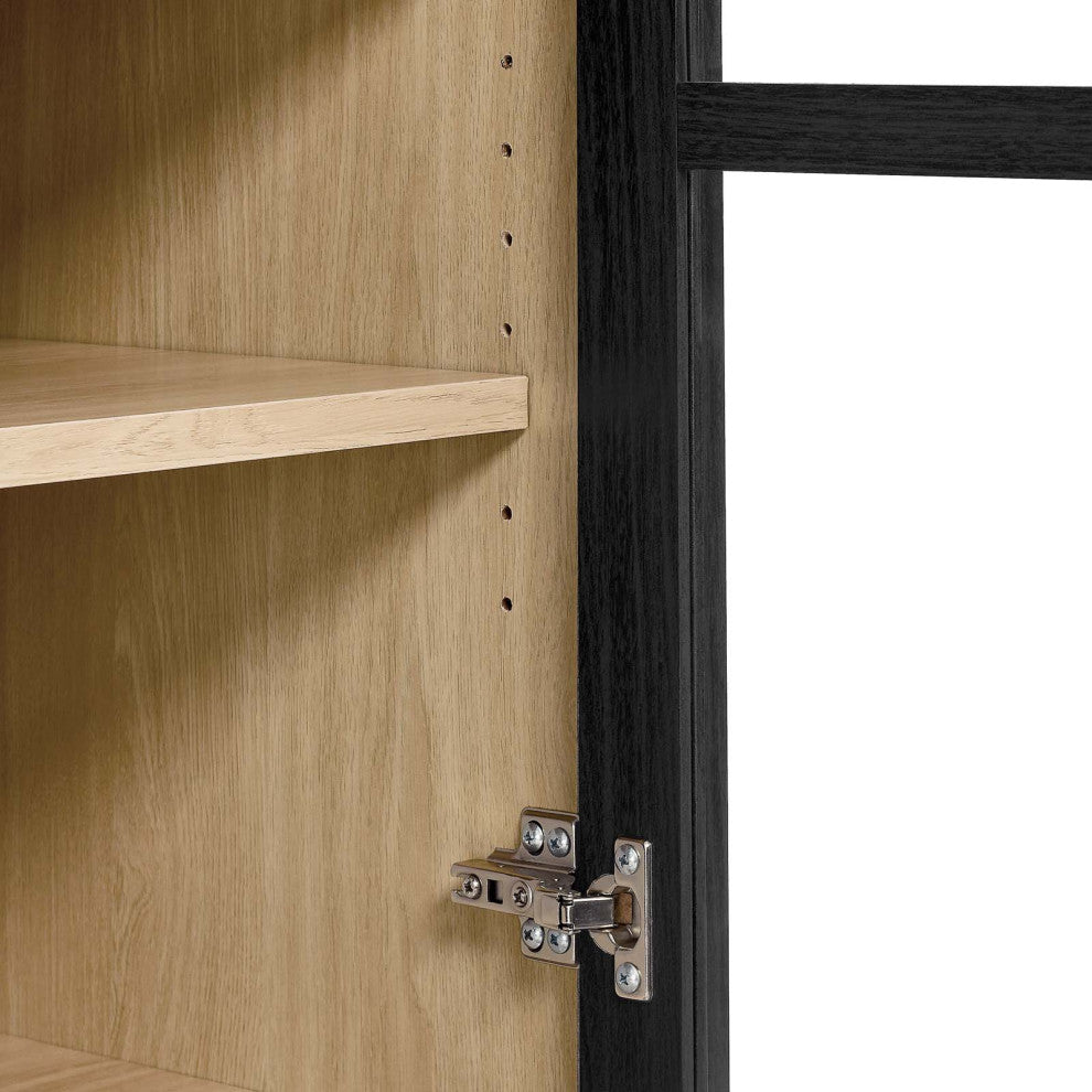 Nolan Tall Storage Display Cabinet - Black Oak